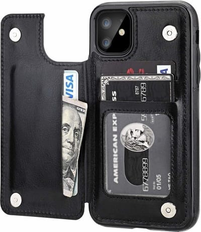 ShieldCase Hoesje geschikt voor iPhone 12 / 12 Pro - zwart - Stijlvolle Portemonnee Case - Duurzaam Telefoonhoesje - Premium iPhone Bescherming