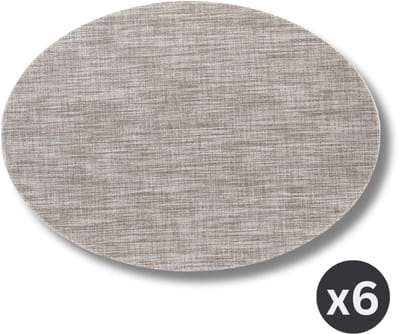 ZICZAC - Placemat PURUS - SET/6 - Microban, antibacterieel - Ovaal, grijs