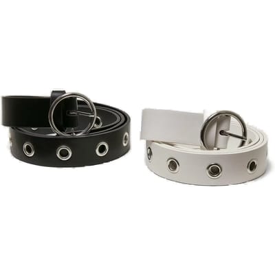 Urban Classics - Synthetic Leather Eyelet 2-Pack Riem - L/XL - Zwart/Wit