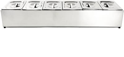 HCB® - Professionele Horeca Bakhouder - 6 x 1/6 GN - deksel - RVS / INOX - Incl. gastronorm bakken - Gastronormbak - 22.5x99.5x20 cm (DxBxH) - 4 kg - 8679