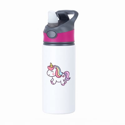 Hacebo® - Eenhoorn waterfles met rietje roze - Unicorn - Dieren liefhebbers - Fantasie dier - paarden - water fles - 650ML