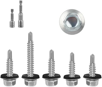 130 Stuks Golfplaat Schroeven - Zelftappende Schroeven 5.5 x 50mm voor Dakbedekking, Inclusief Dichting Washers en Geschikt voor Staal en Metalen Daken