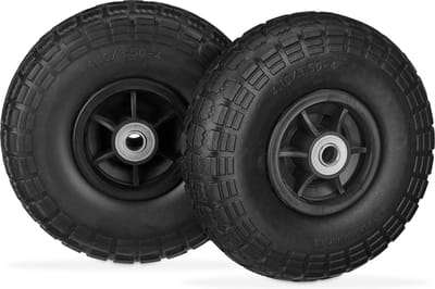 2x steekwagenwiel 4.1/3.5-4'' - anti lek - tot 150kg - 260x85mm - massief rubber - zwart