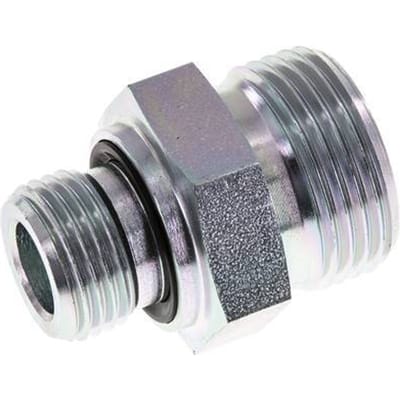 UN 1-3/16''-12 x G 1/2'' Verzinkt Stalen Borstnippel ORFS 400 Bar - Hydrauliek - FL2S-M-EZE-103U-012G-O