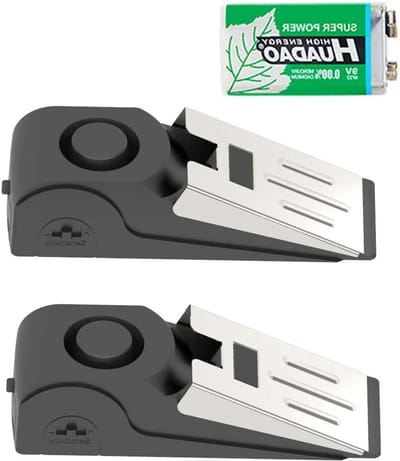 Deurstop Alarm - Beveiliging Wig - Veiligheid Verhogend - 120db Luid Geluid - 2 Stuks - Zwart