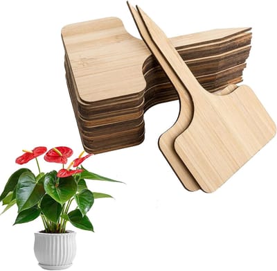 Plantenstekers - 50 stuks - Weerbestendige steeklabels - Tuinaccessoires - Plantenstekers - Mini-T-vormig ontwerp - Houten labels - Houten plantenstekers - Houten plantenbordjes - Voor het onderscheiden van soorten - Natuurlijke houtkleur - 50 stuks