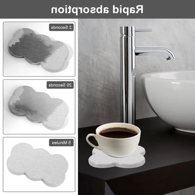 Set van 3 Waterabsorberende Coasters van Diatomiet voor Handzeep, Tandenborstels en Bekers - Snelle Vochtabsorptie en Ontvochtiging, Cloudvormige Onderzetters