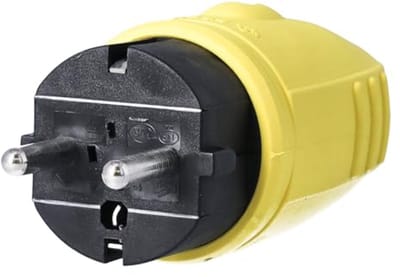 Rubberen Stekkers en Koppelingen voor Buitenshuis, IP44, 230 V/16 A, Geel