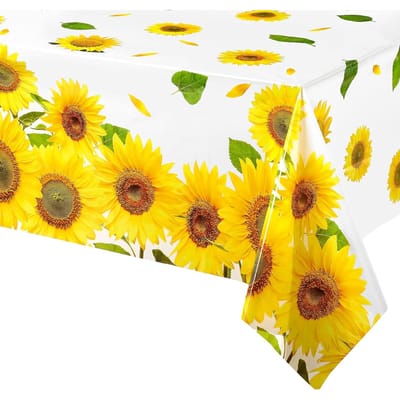 Tafelkleed met Zonnebloemprint Lente Zomerbloemen Thema Verjaardagsfeest Huis Bruiloft Decor Keuken Buiten Picknicktafel Decor 145x145cm yellow