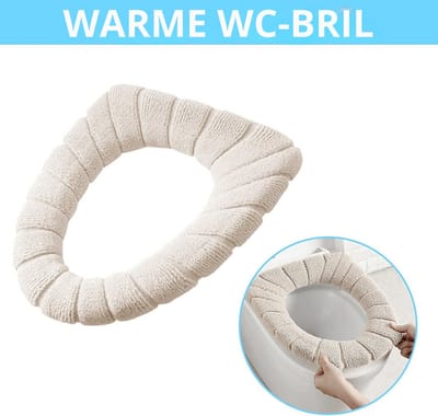 Waledano® Toiletbril Hoes Wasbaar - WC Bril Cover - Duurzaam Toiletbril - Warme - Rekbaar - Herbruikbaar - WC-Brilhoesje -Toilet Seat Cover - Zachte Toiletzitting Beige
