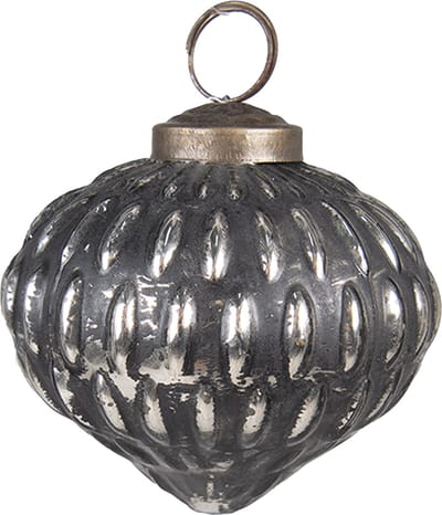 Clayre & Eef Kerstbal Overig Ø 7 cm Zwart Zilverkleurig Glas Kerstballen