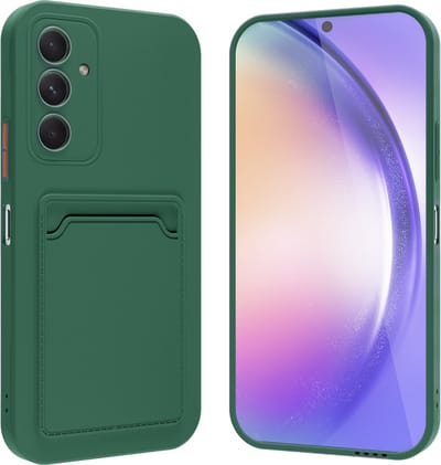 ShieldCase Silicone Hoesje met Pasjeshouder – Geschikt voor Samsung Galaxy A54 5G – Donkergroen