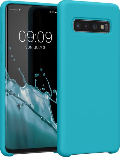 kwmobile telefoonhoesje geschikt voor Samsung Galaxy S10 - Hoesje met siliconen coating - Smartphone case in ijsblauw