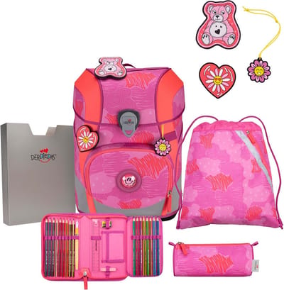 DerDieDas Schooltas ErgoFlex Tiny Schulranzenset 5-delig Roses Paars