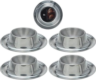 Eierdopjes Set - Ronde Dopjes - Ontbijt en Brunch - Tijdloos Design - 4 Stuks - Zilverkleurig