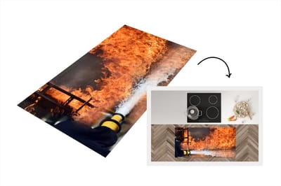 Keukenloper - Loper keuken - Brandweer schiet schuim op vuur - 120x60 cm - Keukenloper vinyl