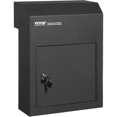 VEVOR doorvoerbrievenbus, robuuste stalen inbouwbrievenbus voor deuren met een dikte van 43 mm, doorvoerbrievenbus inclusief 2 sleutels, 304 x 106 x 405 mm brievenbus, zwart