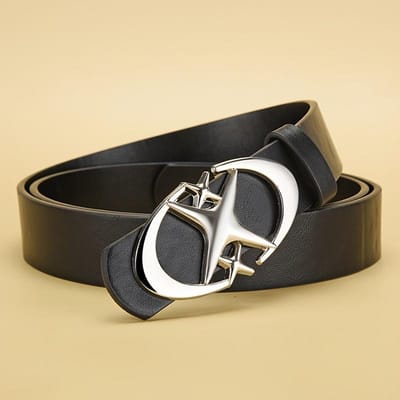1 stuks Herenriem Punk Ster Gesp Riem Ontwerp Kruis Metaal Vintage Gotisch Heren Dames Riem Neutrale Riemen-Te combineren met Broeken Jeans 110cm black
