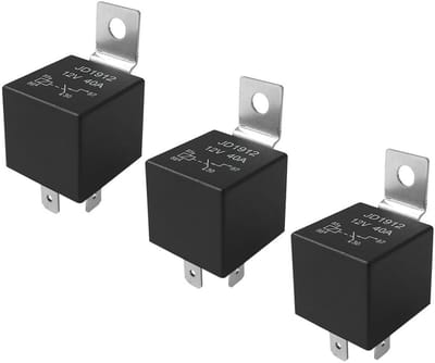 Allecto - 4 Pin Auto Relais - 12V 40A - Metalen Montagebeugel - Zwart - Elektronisch Besturingsapparaat - Geschikt voor Auto's - 3 Stuks