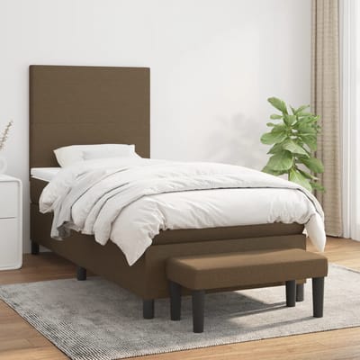 vidaXL - Boxspring - met - matras - stof - donkerbruin - 100x200 - cm