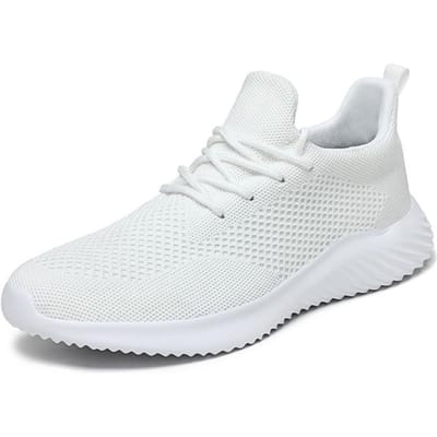 Heren Sneakers Hardloopschoenen Heren Sportschoenen Klassiek Mesh Ademend Casual Schoenen Heren Mode Mocassins Lichtgewicht Sneakers 43 white