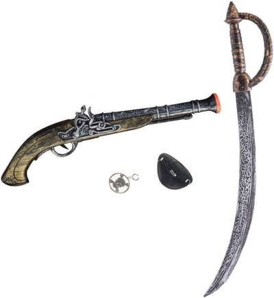 Verkleed wapens set Piraten - pistool - zwaard van 65 cm - ooglapje - kinderen/volwassenen - carnaval accessoires