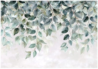 WALLARENA - Behang 150x105 cm - Fotobehang - Vliesbehang - groene hangende bladeren - voor slaapkamer en woonkamer - halfmatte afwerking - groen