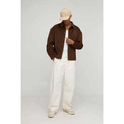 Oversized Melton Overshirt | Chocolate | Size XS
