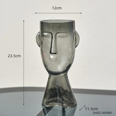 Artistieke Gezicht Glazen Vaas Transparante Terrarium voor Sieraden Woonkamer Decoratie Bloemenvaas Tafeldecoratie Accessoires Handwerk gray