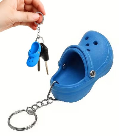 Schattige Mini Klomp Sleutelhanger – Blauwe Siliconen Clog Keychain – Speels Damesaccessoire voor Sleutels, Tas of Auto