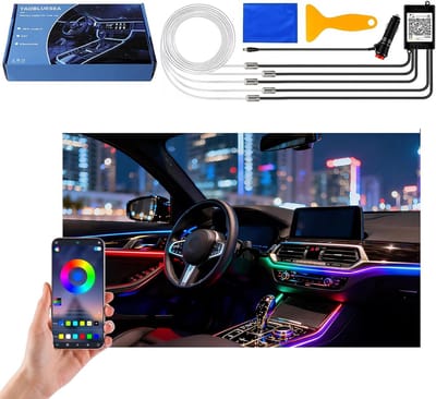 Thijox - LED Binnenverlichting 12V Auto Interieurverlichting - 6m RGB Neonlichtstrip Waterdicht Muziek-Omgevingsverlichting Kit met App voor Feest, Ca