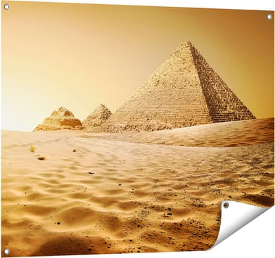 Gards Tuinposter Egyptische Piramides - Egypte - 100x80 cm - Tuindoek - Tuindecoratie - Wanddecoratie buiten - Tuinschilderij