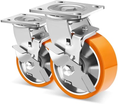 Zwaarlastwielen met rem - Industriële wielen - Meubels verplaatsen - Aluminium kernconstructie - 5 inch - Grijs
