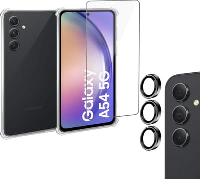 Geschikt voor Samsung A54 Hoesje + Screenprotector + Camera Beschermglas – Gehard Glas Screen Cover Protector