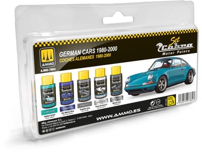 AMMO by Mig Jimenez Hobbyverf Acrylverf - MIG 7864 Cobra Motor Paints - Duitse Auto#039 1980-2000 Kleurenset - Acryl Set 5x30ml Verf set - 5x 30 ml