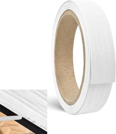 Zelfklevende Randenband in Witte Houtnerf, 20mm x 10m, Mat, Ideaal voor Meubels, Kasten en Planken, Perfect voor DIY-projecten en Interieurdecoratie