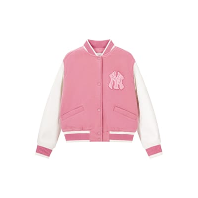 MLB 23FW New York Yankees Mode Tendance Veste de Baseball Courte Vêtement d'extérieur Femme Rose 3FJPV0134-50PKS XS white
