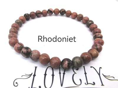 Armband – Edelsteen - Rhodoniet - 6mm Kralen - 18 cm - Rhodoniet bevordert herstel.