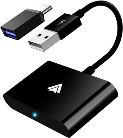 YOR® Dongle Pro - Geschikt voor Carplay & Android auto - Draadloos / Wireless Carplay - USB Of USB-C Aansluiting - Zwart - 15cm x 8cm x 2cm