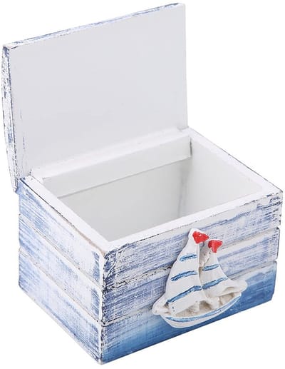 Dailygoods- Juwelendoos Houten Piratenschip - Sieradendoosje - Opbergdoos - Houten Doos - Miniatuur Kist - 7,3 x 5,5 x 5,2 cm