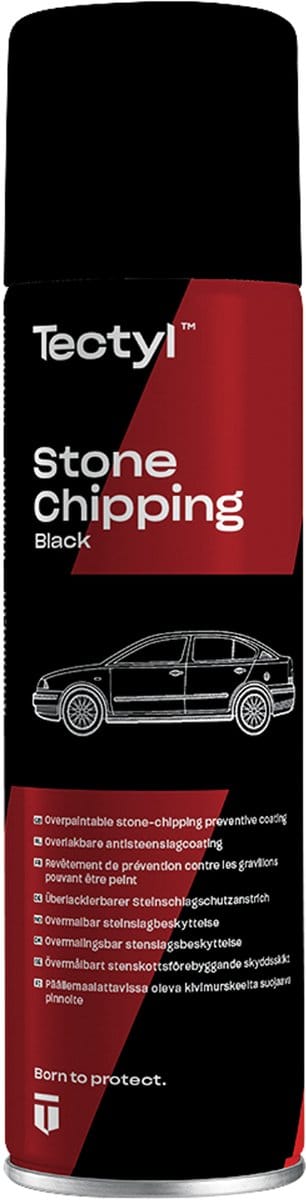 Tectyl Stone Chipping - Steenslagbescherming - Zwart - Corrosie werend - Steenslag- en onder bodem coating - Op rubberbasis – In spuitbus - 500 ml