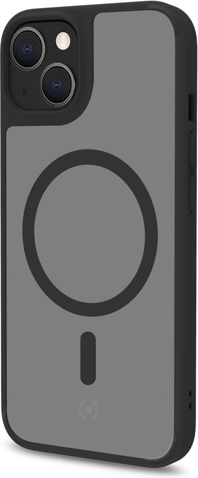 Celly MagMatt Siliconen hoesje met Magsafe - Geschikt voor Apple iPhone 14 Plus - TPU Back cover - Transparant / Zwart