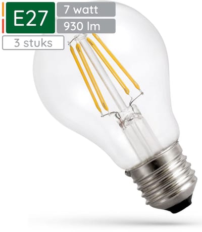 Spectrum LED Lamp E27 7W 230V - 930 Lumen - 4000K Neutraal wit - Natuurlijk licht - Energiezuinig - 3 stuks