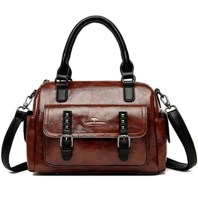 Sac de Moto Style Rétro Classique Paresseux Texture Cuir Véritable Sac à Main pour Femme gray