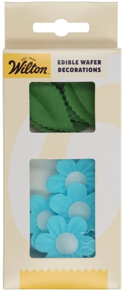 Wilton Eetbare Papieren Decoraties - Bloemen & Bladeren Blauw - Set/11 - Taartdecoratie - Taarttopper