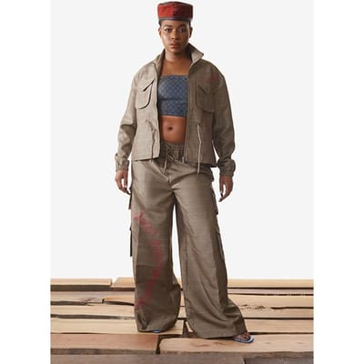Daily Paper Sand Checked Kensine Pants Sand Check Maat: XS | Cargobroeken Outlet | Heren | Bruin