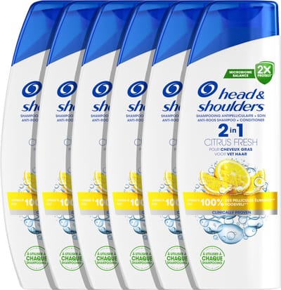 Head & Shoulders Citrus Fresh 2-in-1 Anti-roos Shampoo & Conditioner voor Vet Haar - 6 x 300 ml