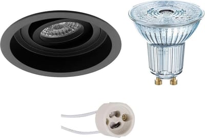 LED Spot Set - LEDVANCE Parathom PAR16 940 36D - Pragmi Domy Pro - GU10 Fitting - Dimbaar - Inbouw Rond - Mat Zwart - 3.4W - Natuurlijk Wit 4000K - Verdiept - Kantelbaar - Ø105mm