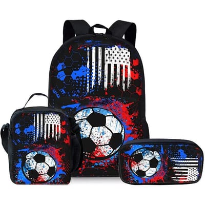 Vente Chaude 3 Pièces/Ensemble Dessin Animé Décontracté Mode Football Sacs d'École Pour Garçon/Filles Dessin Animé Ensembles de Sacs à Dos Cadeaux Scolaires