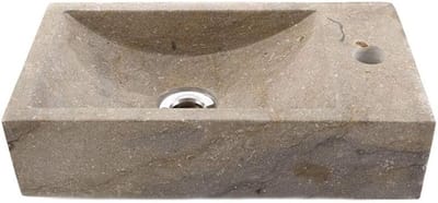 Marmeren Wastafel - Natuursteen Kom - Badkamer Inrichting - Uniek Stuk - 40x22x10cm - Grijs